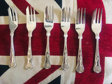 6 silver plate cake forks
