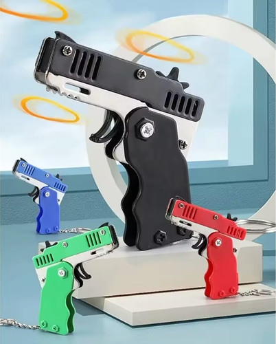 Rubber band gun keychain - band,