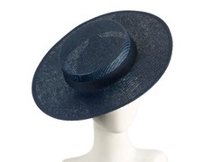 Navy Ladies Boater Hat for