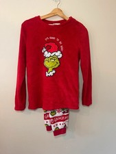 The Grinch Christmas Fleece Pyjama Set | Red Festive Loungewear | Size XS (UK
