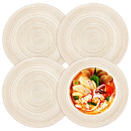 4pcs round braided woven place - 4pcs,