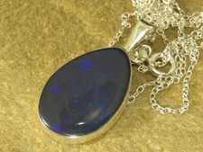 Dark blue opal pendant 925