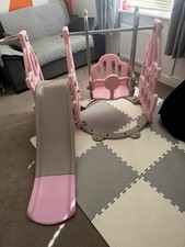 3 in 1 Kids Garden Climber Slide & Swing Set Basketball Hoop Children Playground