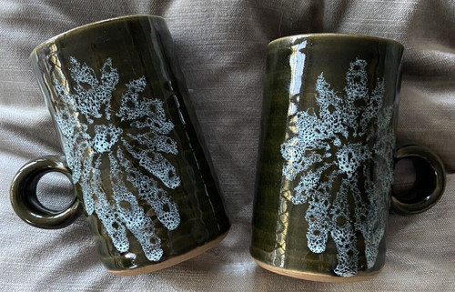 Lotus pottery mugs dark - pottery,