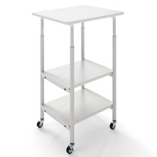 Heavy-Duty Mobile Machine Stand 3-Tier Printer Cart with Locking Wheels-White
