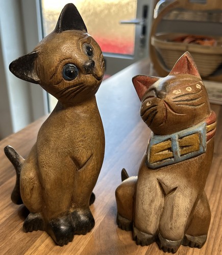 Vintage wooden cat ornament - vintage,