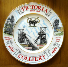 Commemorative Bone China Mining Plate.  Victoria Colliery. Staffordshire.