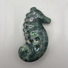 Vintage Ceramic Pot Pourri Holder-Sea Horse Shaped Pomander-Irridescent Green