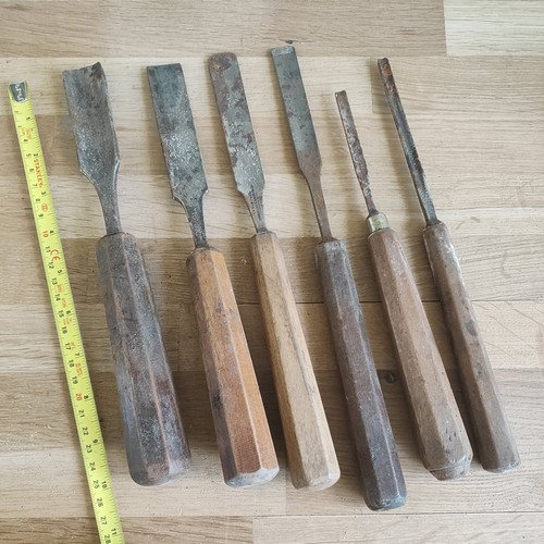 Mixed vintage wood chisels - vintage,