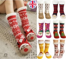 Womens Ladies Bed Socks Christmas Soft Fluffy Lounge Cosy Gripper Warm UK NEW