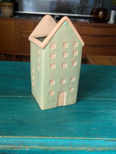 Town house green planter - town, vase