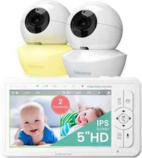 BabySense HD S2 Video BABY MONITOR LCD 5" Split Screen 2 Camera Night Light
