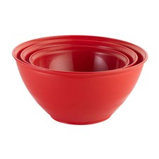 3-Piece Durable Plastic Mixing Bowl Set Microwave & Dishwasher Safe Multicolored