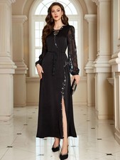 Mesh Split Hem Dubai Abaya