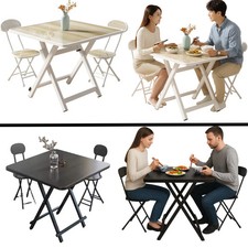 Modern Foldable Wooden Dining Table Set with 2 Chairs Kitchen Living Room