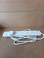 6 Gang - Way Extension Lead - Multi Plug Socket - Switched White Power Cable 2m