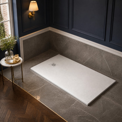 White shower tray - white, smc