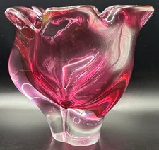 Heavy Red Sommerso Art Glass