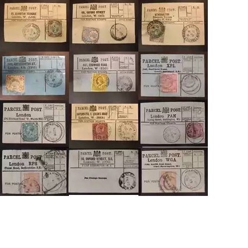 London parcel post labels - gb,