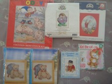 Job lot of 7 cross stitch kits, some started - Noddy/Country Companions/Rugby