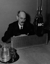 King Haakon photographed at the BBC Today when over the microphone- Old Photo