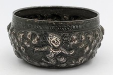 BURMESE ANTIQUE SILVER PLATE REPOUSSE BOWL 19TH CENTURY