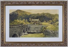 Ulpha Bridge, Cumbria. Watercolour by listed artist Leonard G Kersley, 1979