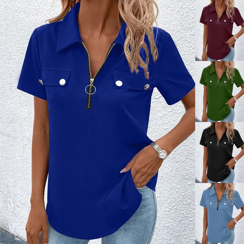 Ladies zip neck tee - zip,