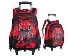 Cartoon Spiderman School Backpack Bags with Trolley For Boys Kids