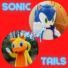 Sonic and Tails adult mascot fancy dress party costume hire in UK