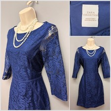 ZARA COLLECTION Blue Laced Occasion Sheath Dress Medium