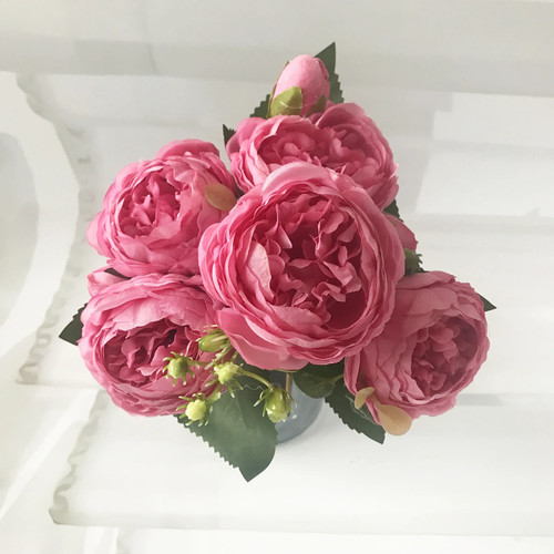 30cm rose pink silk peony - pink,