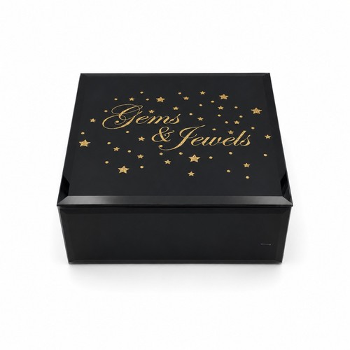 Black jewellery storage box - black,