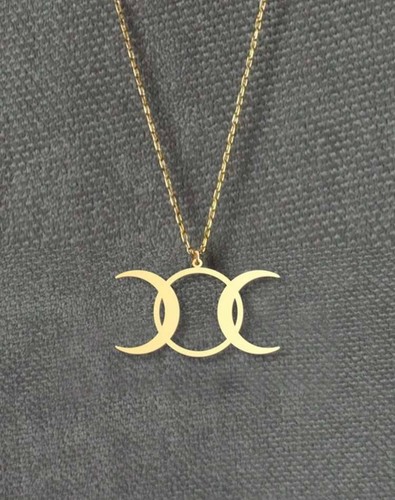 Triple moon pendant necklace - triple,