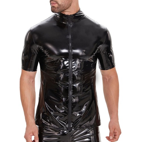 Mens shiny slim pvc - slim, leather