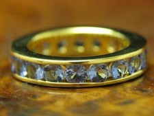 18kt 750 Yellow Gold Eternity Ring With 4,50ct Zirconia Decorations/5,5g/ Rg 51