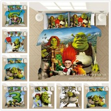 Shrek 3D Bedding Set 3PCS Duvet Cover Pillowcase 3 Sizes Single Double King uk#@