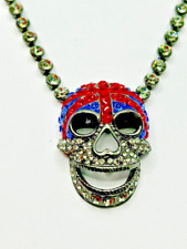 Vintage 90s Necklace Butler an Wilson Crystal Union Jack Skull Halloween Goth 