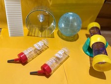 6 x Hamster Accessories Set-Wheel-Ladder-2 Water Bottles-Running Ball-Tunnel Toy