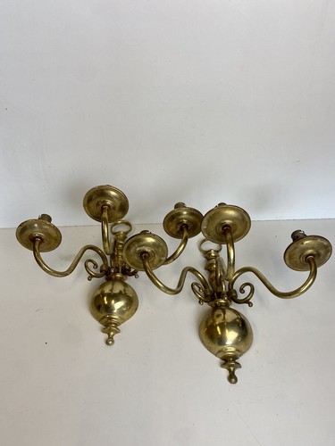 Pair wall lights cast brass - of,