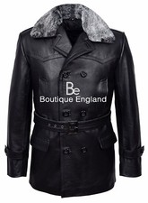 German pea coat black - black, furr