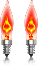 Flickering Flame Tip Candle Bulb E10, Clear Replacement Flickering Light Bulbs
