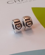 CHAMILIA 2 x Heart Clip  lock Locks charms 925 sterling silver