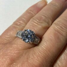 Diamonique by Tova 5ct tw Baguette & Pave Ring Sterling Silver SIZE L 