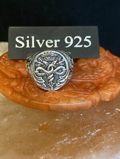 Silver Snake And Cross Signet Ring