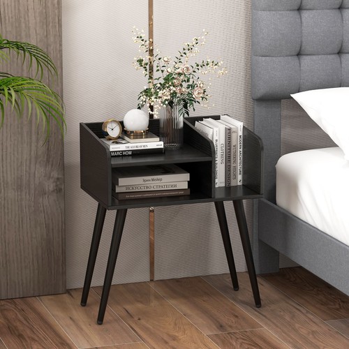 Tier nightstand with metal - 2-tier,