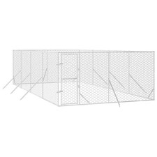 Outdoor Dog Kennel Pet Cage Dog House Pet Crate Silver Galvanised Steel vidaXL