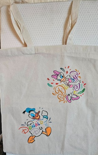 Hand painted tote bag - painted, daisy