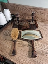 Art Deco Faux Tortoise Shell Dressing Table Set 6 Piece Vanity Set (Tortoisene)