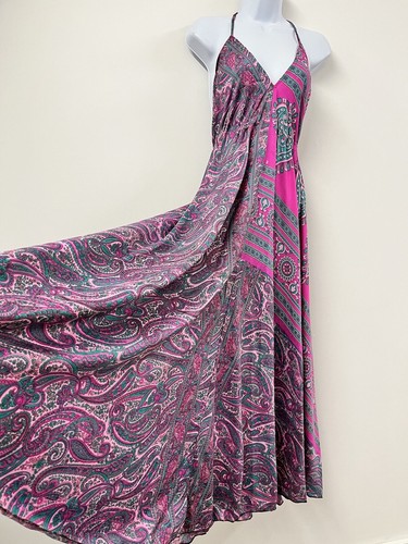 Pink boho dress long - pink,